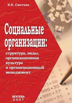 Обложка книги «Социальные организации: структура, виды, организационная культура и организационный менеджмент» — Владимир Васильевич Сметана