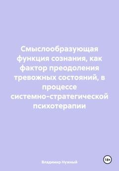 Обложка книги «Смыслообразующая функция сознания, как фактор преодоления тревожных состояний, в процессе системно-стратегической психотерапии» — Владимир Нужный
